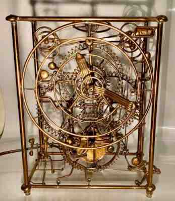 Kinetico 6 Man Skeleton Kinetic Steampunk Tabletop Clock signed Bradt 