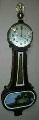 Large Antique New Haven "Wilson" Thirty Day Banjo Wall Clock Mount Vernon 