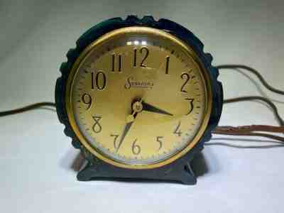 Rare Catalin Blue/Green Marble Sessions Self Start Clock