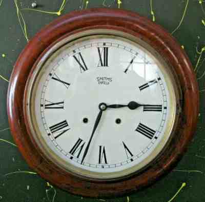 rare Smiths Enfield wall clock, round -schoolhouse type (working)