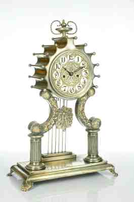 Amazing Bidermeier Silvered Mantel Clock with Silk Suspension approx. 1830-40
