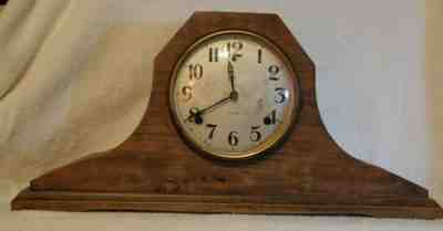Antique GILBERT 1807 Mantle Shelf Clock Wood Double Chime Works!