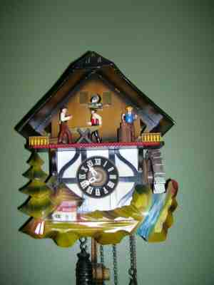 Vintage E. Schmeckenbecher Cuckoo Clock West Germany Black Forest Sawmill ~ 1968