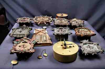 Huge Lot 11 Lux or Keebler Mini Cuckoo Novelty Clocks windmill thermometer 