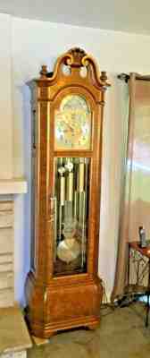 VTG Herschede Grandfather Clock "THE CLOCK" Model 250 Burl Last USA Made Clock