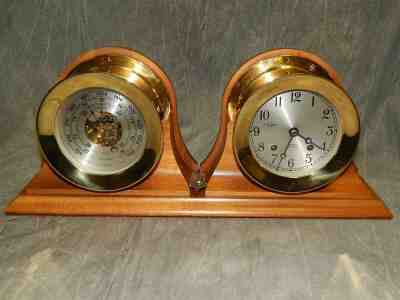 1970's Chelsea Ship's Bell (Clock) & Barometer in stand they WORK w/key