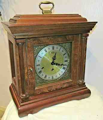 Ridgeway Key Wound Triple Chime Mantle Clock-Solid Cherry Case Germany Excellent