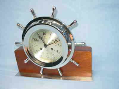 ABSOLUTELY GORGEOUS WORKING VINTAGE SALEM SHIPS BELL BRASS 7 JEWELS 8 DAY CLOCK 