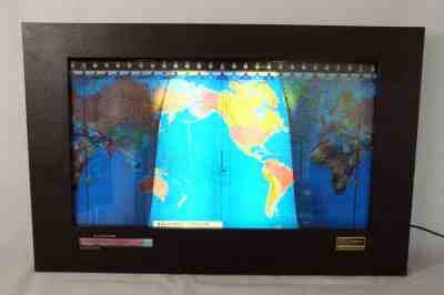 1994 Kilburg Geochron World Map Time Scroll Clock Indicator Black Aluminum WORKS
