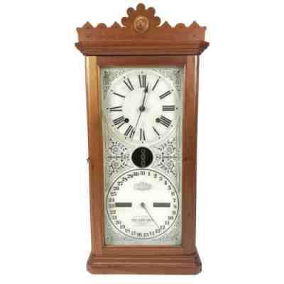 Ithaca No. 14 Granger Double Dial Calendar Mantle Clock Circa 1892 