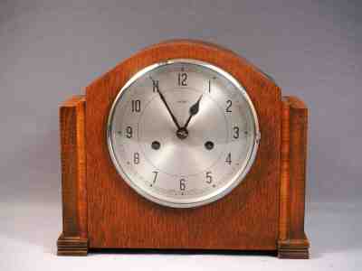Vintage Smiths Enfield Wood Case Mantel Clock Vintage Art Deco WORKS