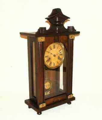 German PFEILKREUZ JUNGHANS antique c1903 Mantel or Wall Clock, Chimes on Gong