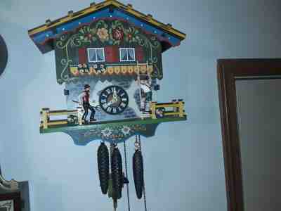VINTAGE E. SCHMECKENBECHER CUCKOO CLOCKANIMATER ELOPER FARMERS DAUGHTER CLOCK