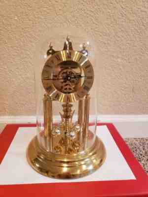 Elgin S Haller Skeleton Time Bomb Anniversary Clock 400 Day Glass Dome, no key