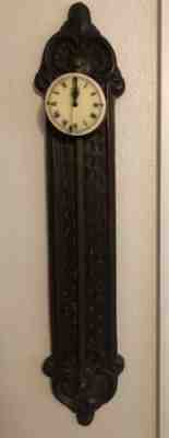 Antique German Anno Sawtooth Gravity Driven Falling Wall Clock w Porcelain Dial