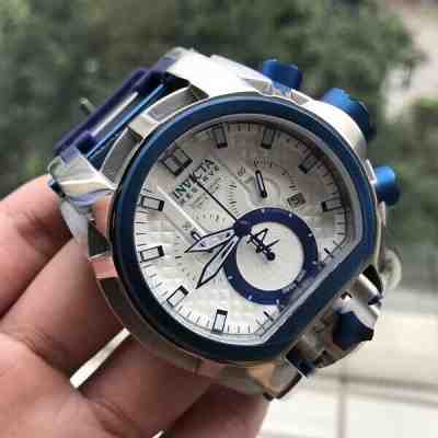 IN BOX MEN INVICTA RESERVE BOLT ZEUS MAGNUM DUAL WHITE DIAL BLUE STRAP WATCH