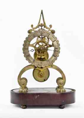 Signed English chain fusee 6 spoke skeleton clock @ 1848 Edward Evans, Liverpool