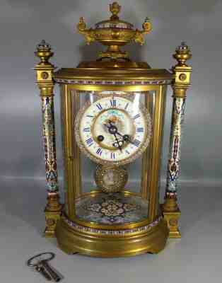 Antique Bronze and Champlevé French Mantle Clock by Vincenti Et Cie VERY FINE!!