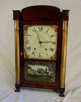 CIRCA 1827 SETH THOMAS PILLAR AND SPLAT MANTEL CLOCK 