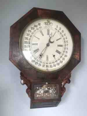 ANSONIA BRASS CO. MARANVILLE CALENDAR OCTAGON WALL CLOCK 1861