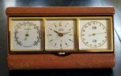 Angelus SF240 Threesome 8-Day Triple Clock Weather Station Barometer Incabloc