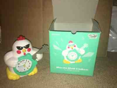 New Rhythm Rock N Roll Chicken Quartz Alarm Clock With Box Great Condition!