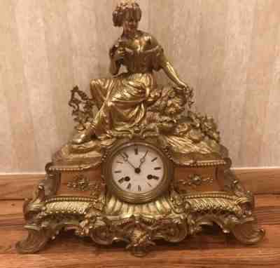 Antique 1800's French Gilt Bronze Mantel Shelf Clock Medalle d’argent Vincenti