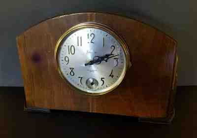 Vintage Sessions 1930's DJ 181 Mahogany Deco Quartz Mantel Clock Chime & Strike