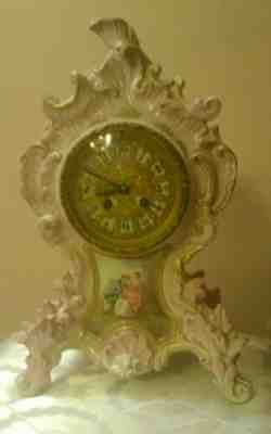 Antique French porcelain mental  Clock, 1800's