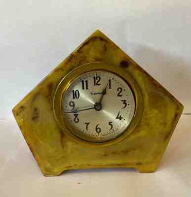 Catalin Waterbury Green Yellow Brown Clock