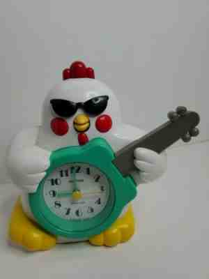 Rhythm Rock N Roll Chicken Quartz Alarm Clock JAPAN sings Hey Baby Wake Up WORKS