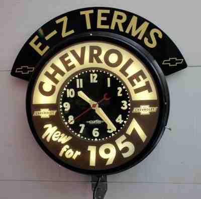 A 22" Cheverlet new for 1957. Dealer, Window, Neon Clock