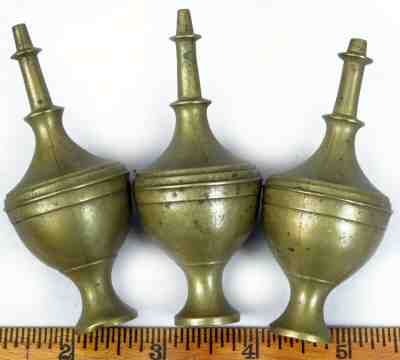 RARE SET OF THREE ORIGINAL PILLAR AND SCROLL FINIALS