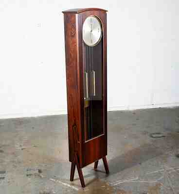Mid Century Danish Modern Grandfather Clock Brazilian Rosewood Brixon Swiss NM