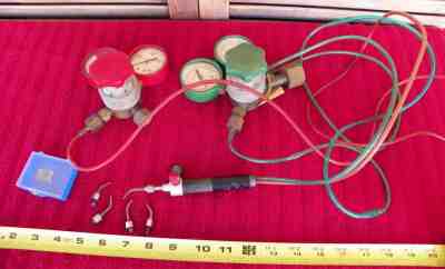 TESCOM THE Smith Little Torch with 5 Tips & Oxygen & Fuel Regulators  USED SHOP