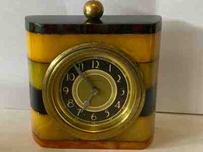 New Haven Catalin Yellow Green Black Orange Clock 