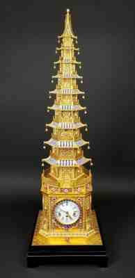 Magnificent Gilt Bronze and Jewelled Pagoda