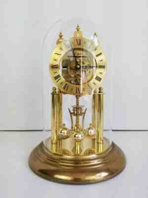 Elgin S Haller Skeleton Time Bomb Anniversary Clock 400 Day Glass Dome Vintage