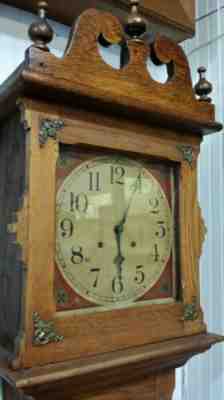 Antique Ithaca Clock Co.  Oak Grandfather Clock, 
