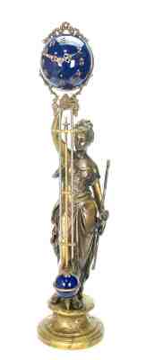 Large Mystery Brass Lady Diana 8 Day 4" Cobalt Blue Ball Swinging Clock