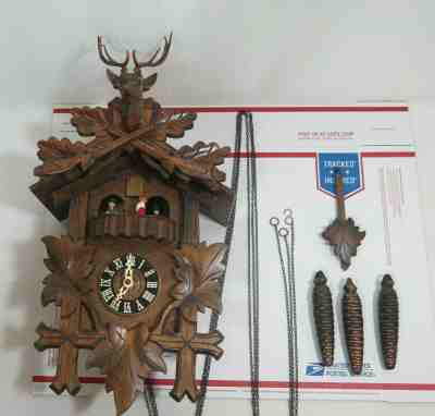 Germany Black Forest Cuckoo Clock Buck Deer Stag