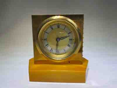 Yellow Metal and Catalin Antique Art Deco Clock