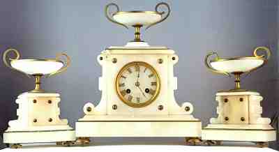 "Louis XVI" French mantle clock with two vases,c.1865 pendul bell
