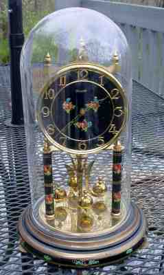 VINTAGE GERMAN KUNDO KIENINGER & OBERGFELL ANIVERSARY CLOCK & GLASS DOME NR