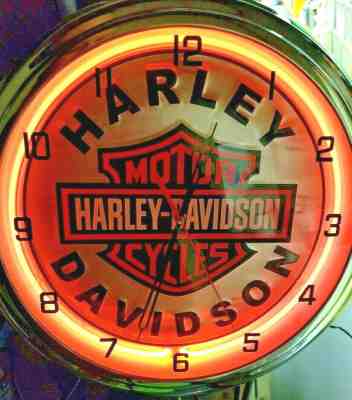 Harley Davidson Double Neon Red Wall Clock Car Truck Automotive Sign RARE