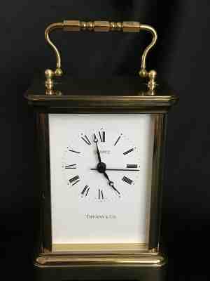 Vintage 1989 ~ TIFFANY & CO. Swiss Made Brass/Quartz Desk Carriage Clock~Working