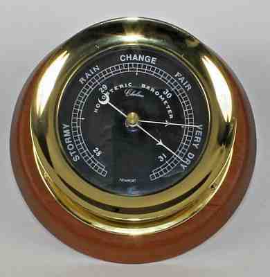 Chelsea Newport 5.5"  Nautical Clock Barometer seateak wood base wall hang teak 