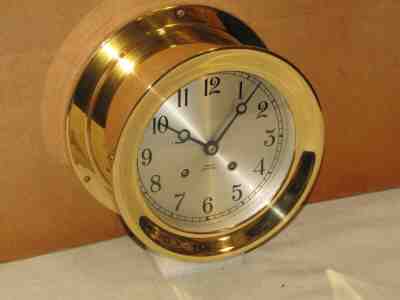 CHELSEA VINTAGE SHIPS BELL CLOCK 6 DIAL HINGED BEZEL 1977 RESTORED
