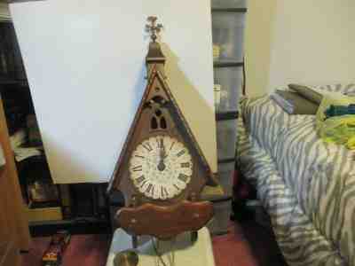  "Vintage" New England Clock Company PENDULUM CLOCK with BRASS TOPPER+PENDULUM