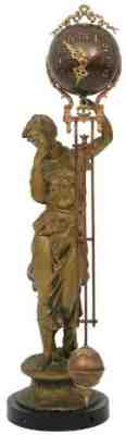 Excellent antique Ansonia "Juno" figural swinging mystery clock 